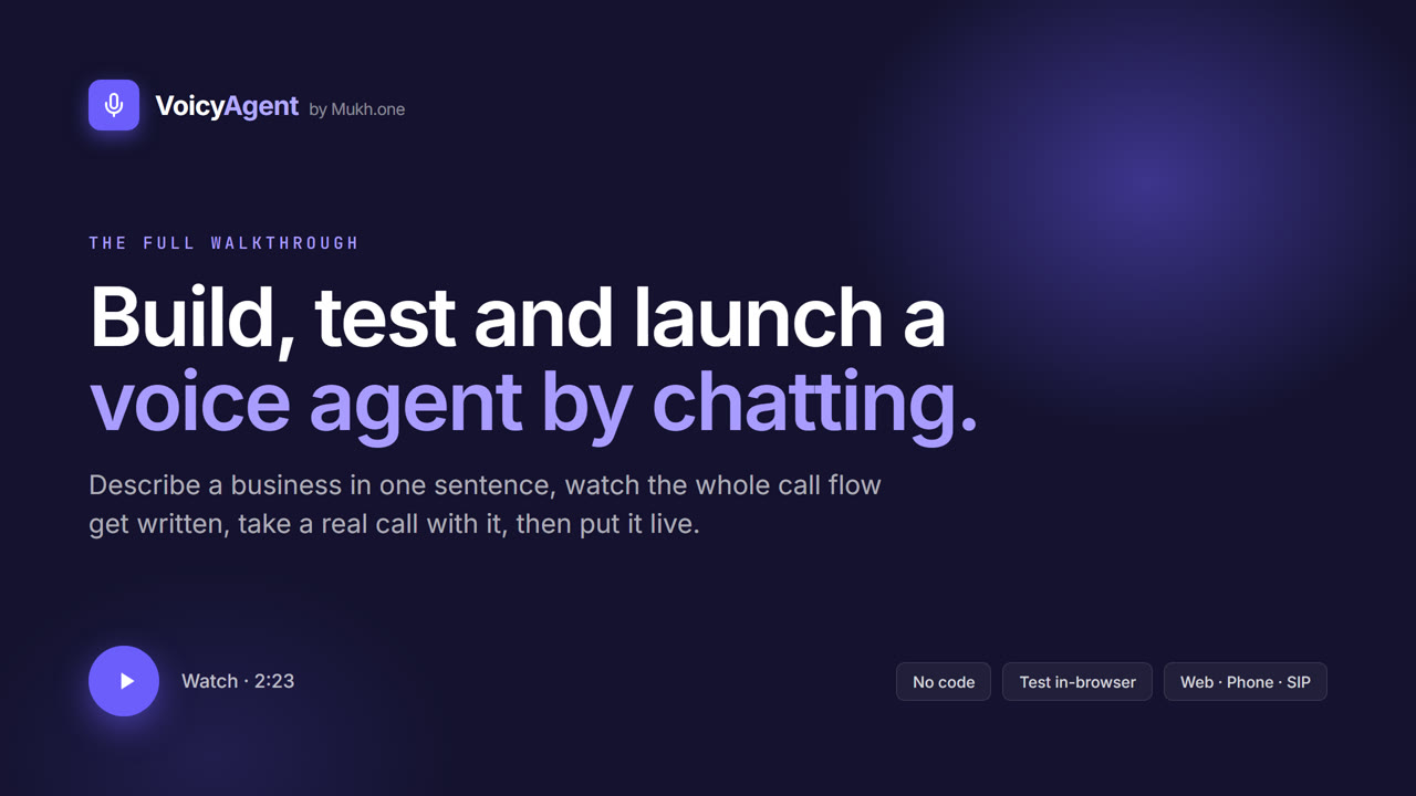 The full walkthrough — build, test and launch a voice agent by chatting