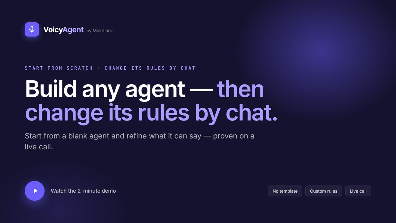 Build any agent from scratch, then change its rules by chat